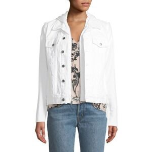Bailey 44 Women's Size XS Joy Juice Combo Denim Jacket Hooded White Made in USA